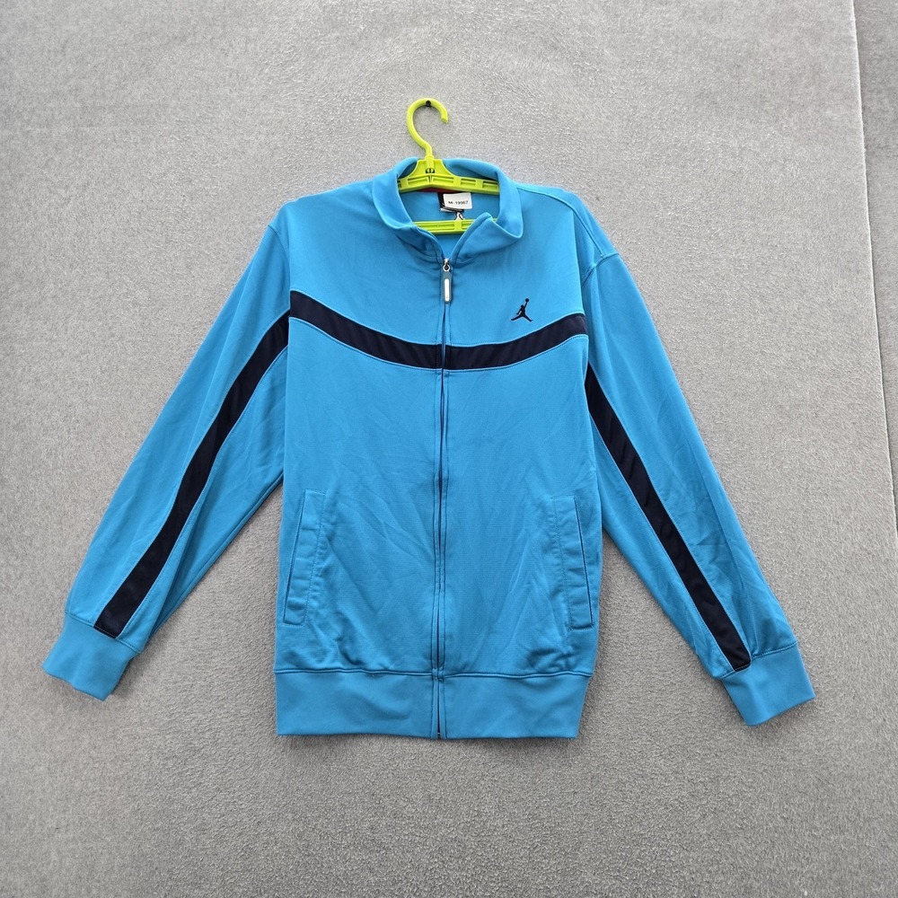 Jordan Men Jacket L/G Blue Embroidered Activewear Zipper Track Full Zip Y2K
